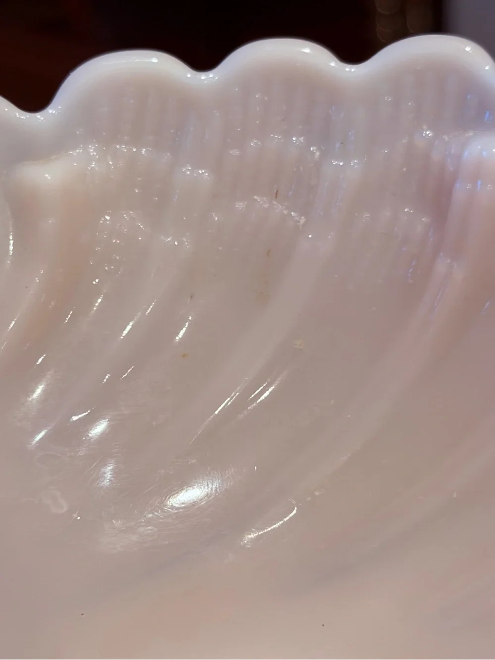 Vintage Cambridge Glass Co. Crown Tuscan seashell pedestal bowl Opalescent Pink